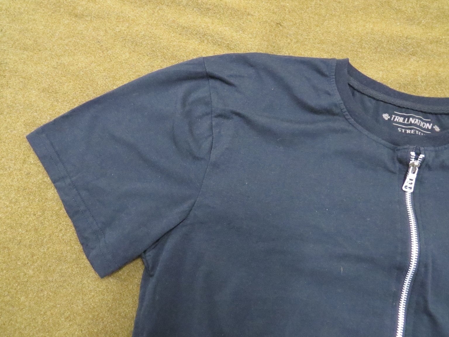 TRILLNATION Men's Gray XL Zipper T-Shirt Asymmetrical Hem Stretch Cotton Blend gallery