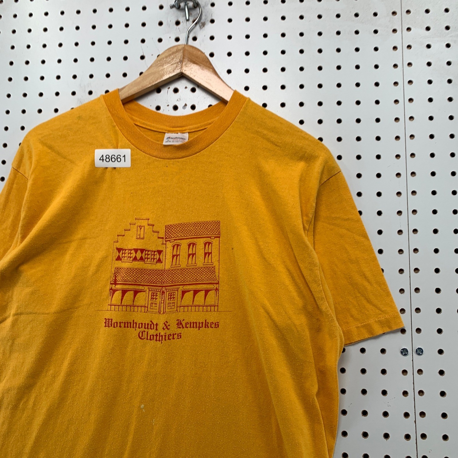 Vintage Stedman T Shirt Men XL Gold 80s Wormhoudt & Kempkes Clothiers Pella Iowa gallery