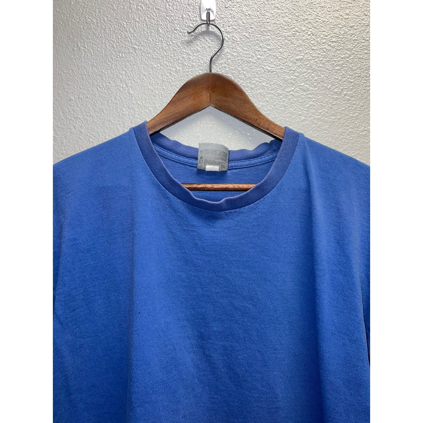 Nike Blue Blank Shirt Y2K Swoosh Just Do it Short Sleeve Long Length Tee 2000s L gallery