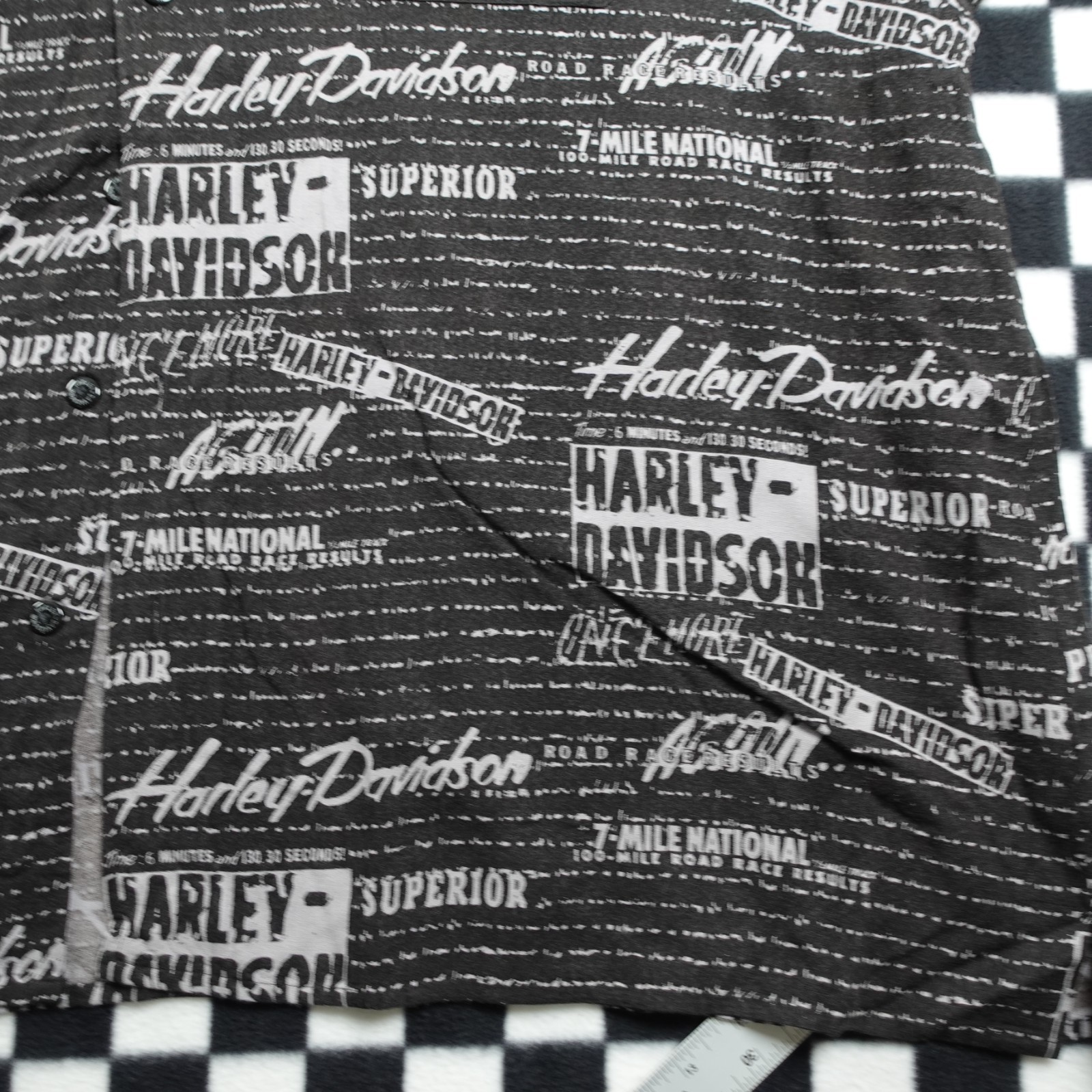 Vintage Harley Davison biker Hawaiian style all over print button up Shirt 3XL gallery