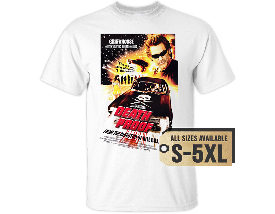 Grindhouse Death Proof V9 T SHIRT Movie Poster White Natural Vintage sizes S-5XL