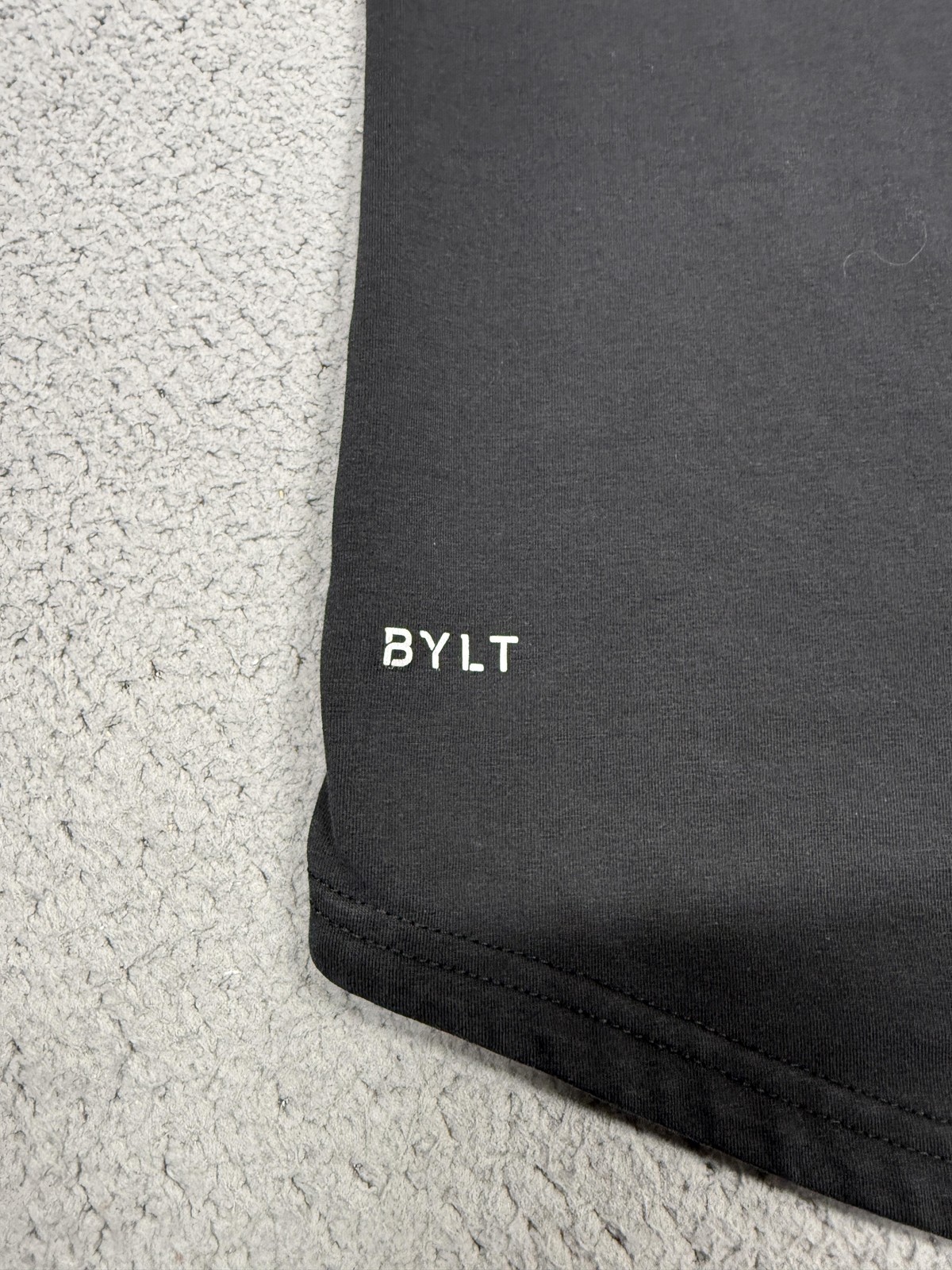 BYLT Drop Cut LUX Shirt Mens Large Black Short Sleeve Curved Hem Tagless Tee gallery