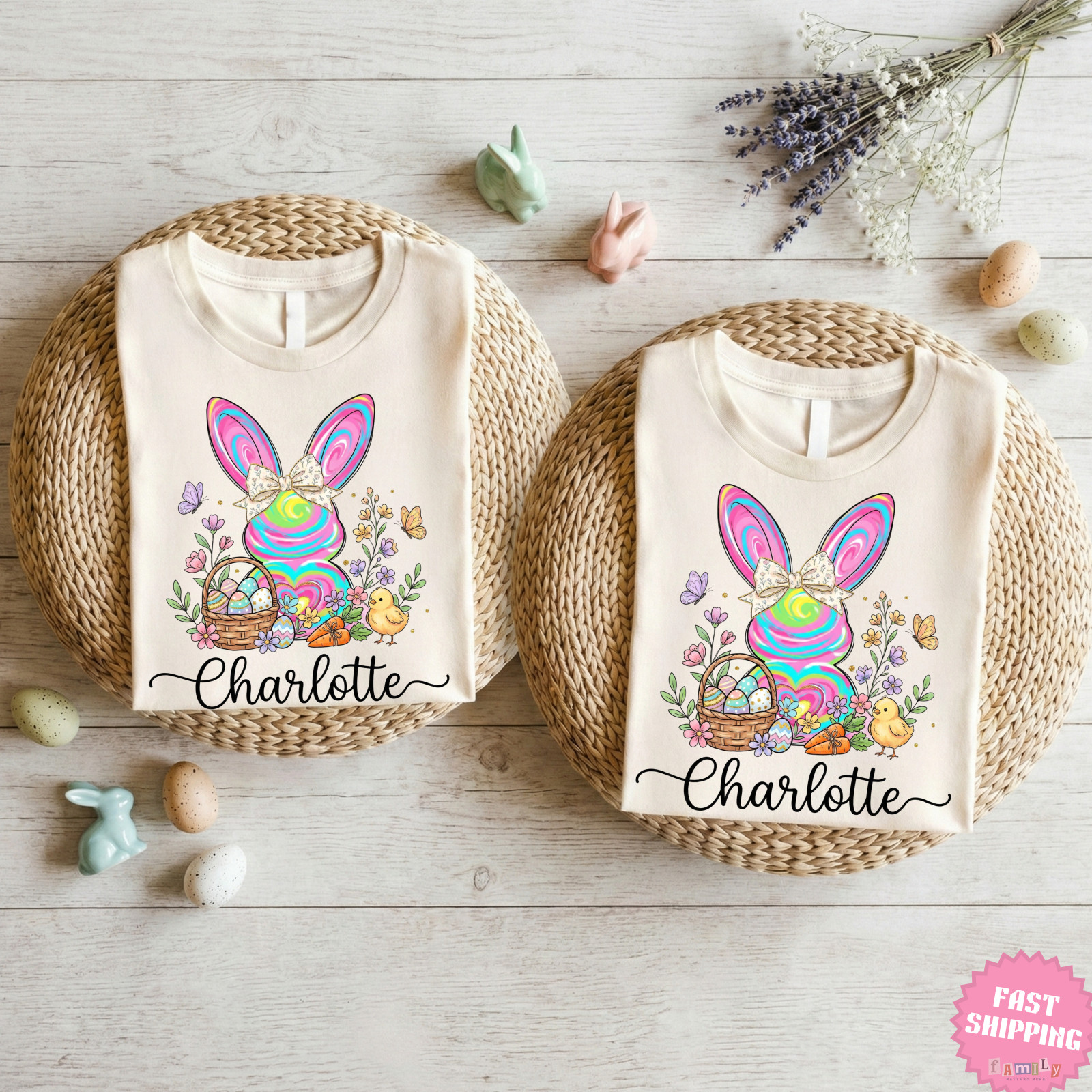 Little Girls Easter Shirt, Personalized Name Kids Shirt, Custom Name Easter Tee