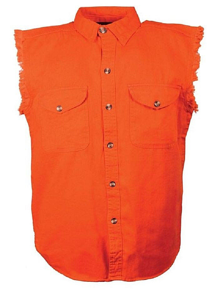 Sleeveless Denim Shirt Biker Motorcycle Button Down Muscle 10 Colors t-shirt gallery