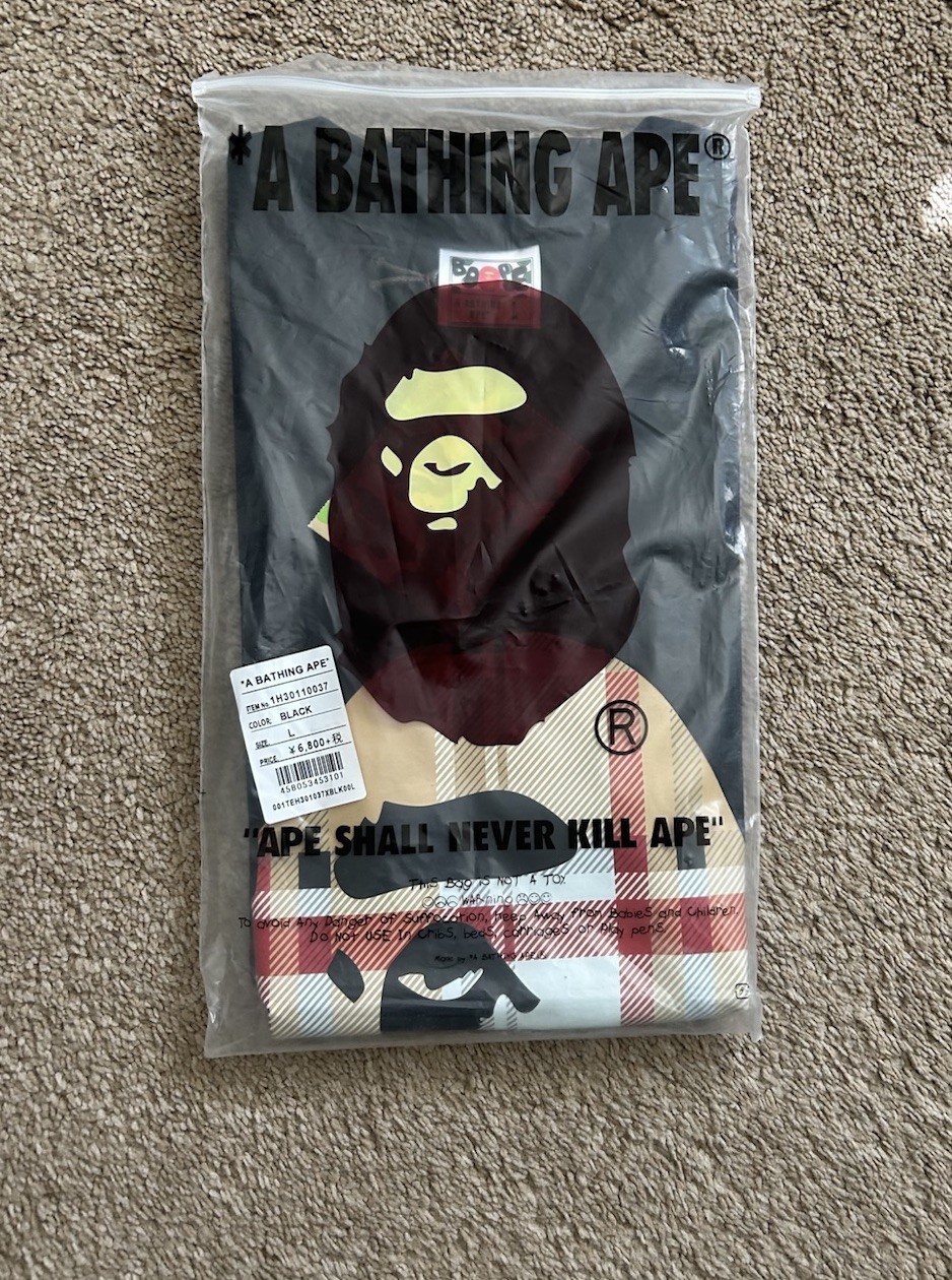 A Bathing Ape BAPE Ape Head Graphic Tee Black Men’s L Crew Neck Cotton gallery