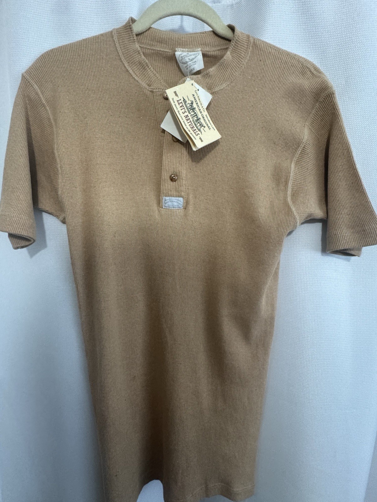 RARE- Vintage 90s Levi’s Naturals Foxfibre Henley NWT Sally Fox Undyed Cotton L