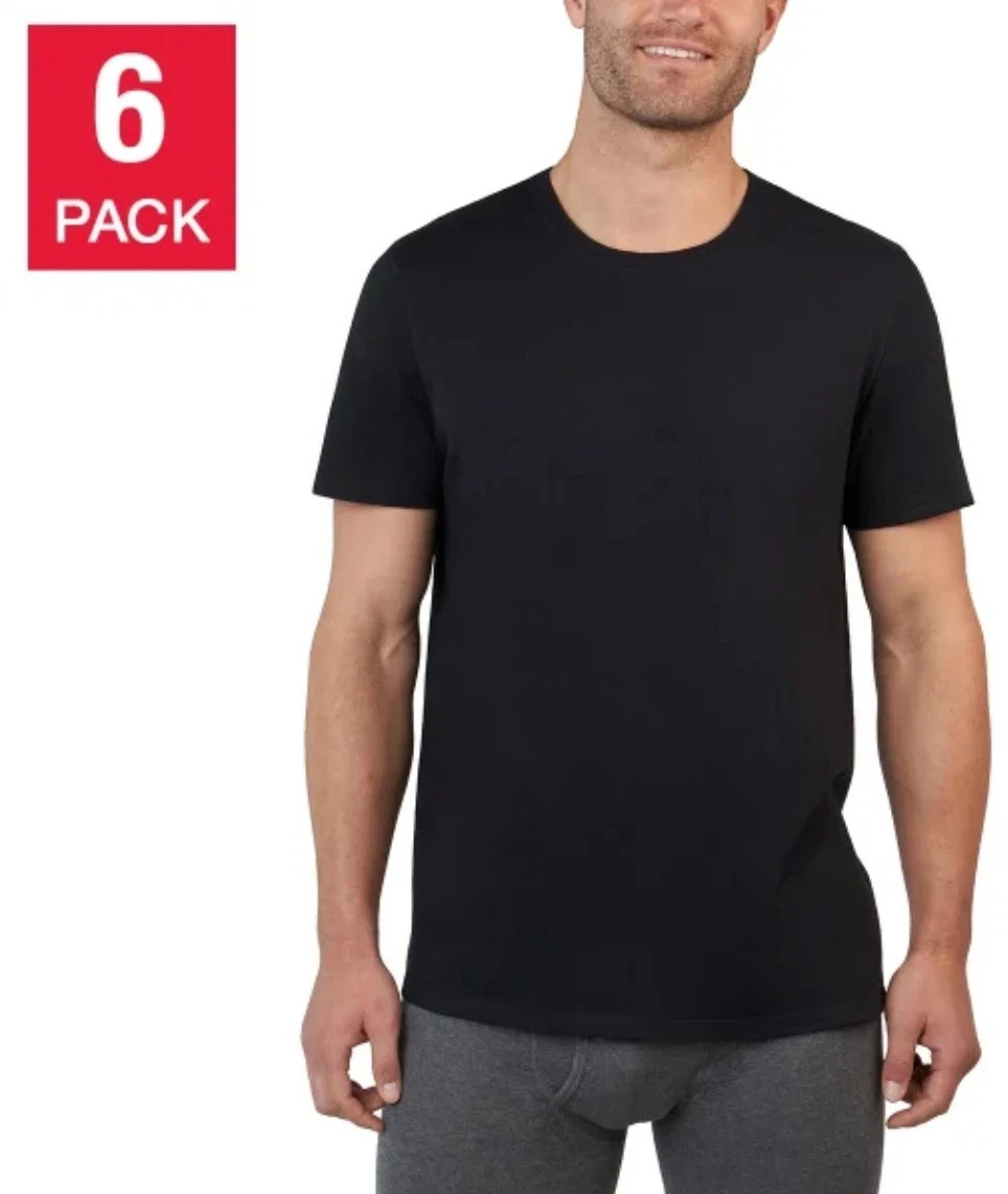 Kirkland Signature Men's 6-Pack Crew Neck Lightweight Tee, Black, Size S gallery