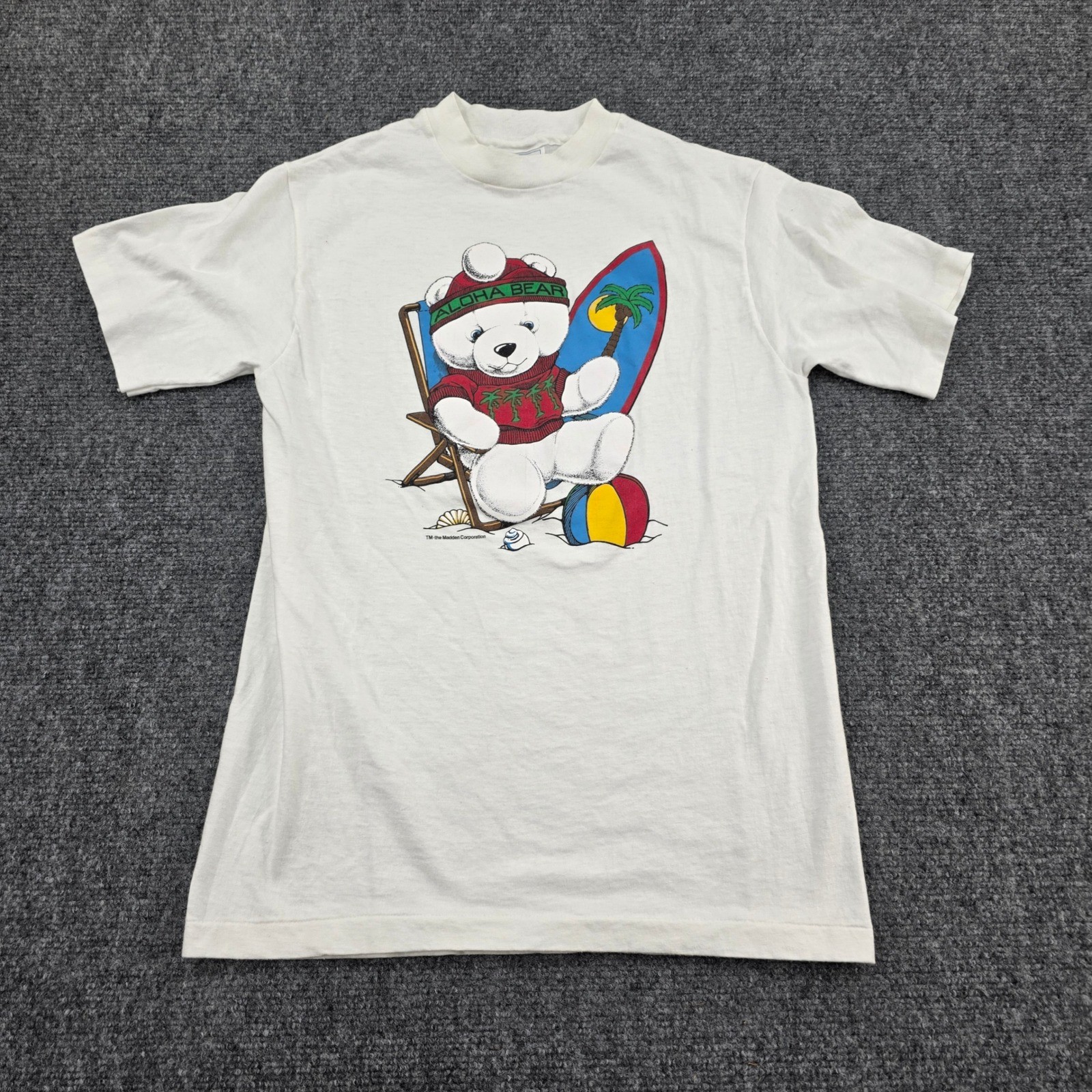 Small Hanes Vintage Beefy- Aloha Bear White Made in USA Hawaii T-Shirt gallery