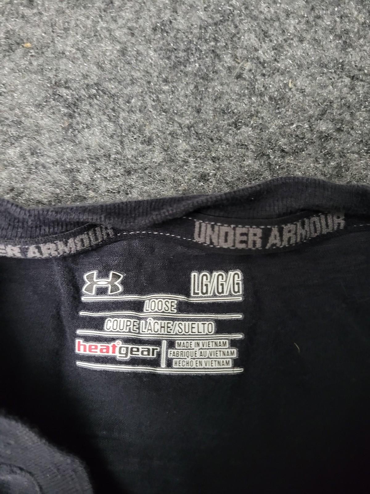Under Armour Shirt Mens Large Black HeatGear Logo Crew Neck Moisture Wicking gallery