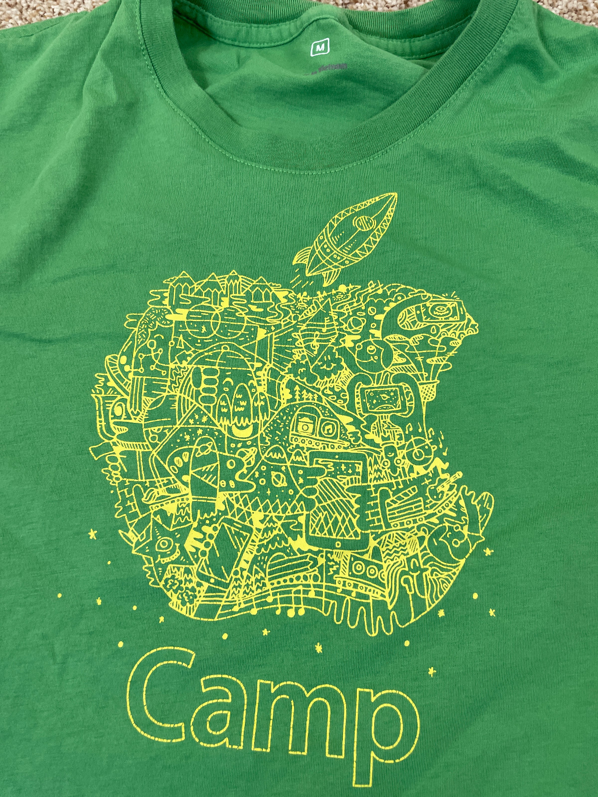 Apple Store Apple Camp T-Shirt Logo Green Computers Mac Macintosh Mens M gallery