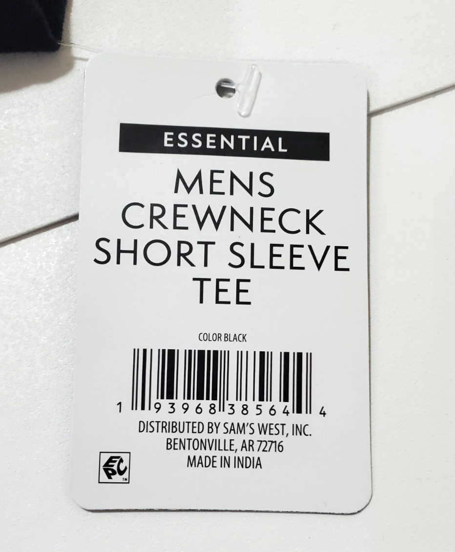 Member's Mark Men's Essential Crew Neck Short Sleeve Tee Large Black gallery