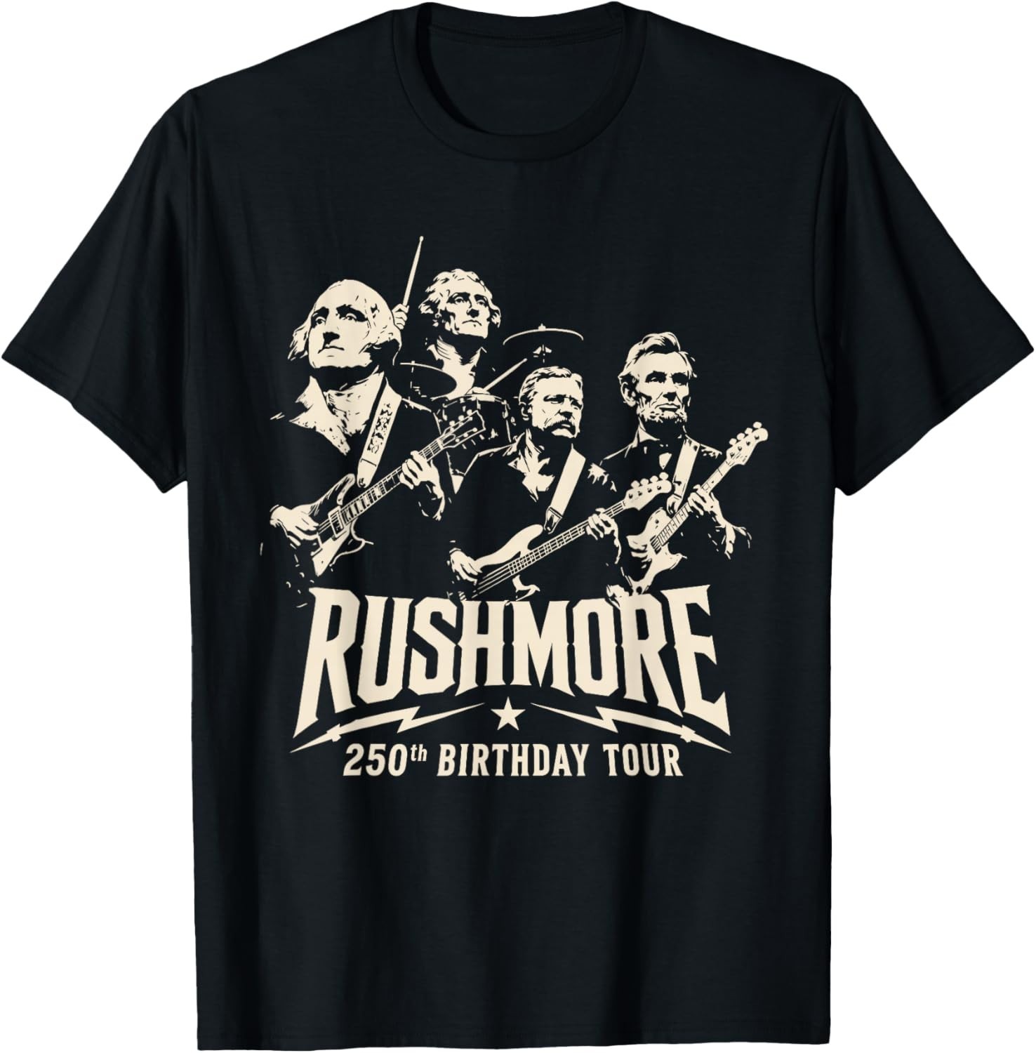 Funny Mount Rushmore 250th Birthday Tour Rockstar Graphic T-Shirt