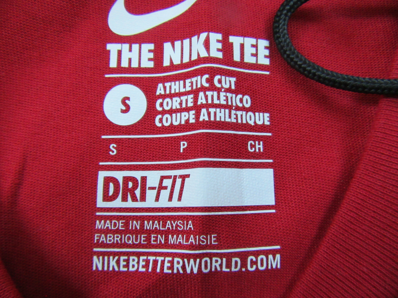 NWT NIKE Dri Fit Logo Red Short Sleeve T-Shirt Cotton/Polyester Sz S gallery
