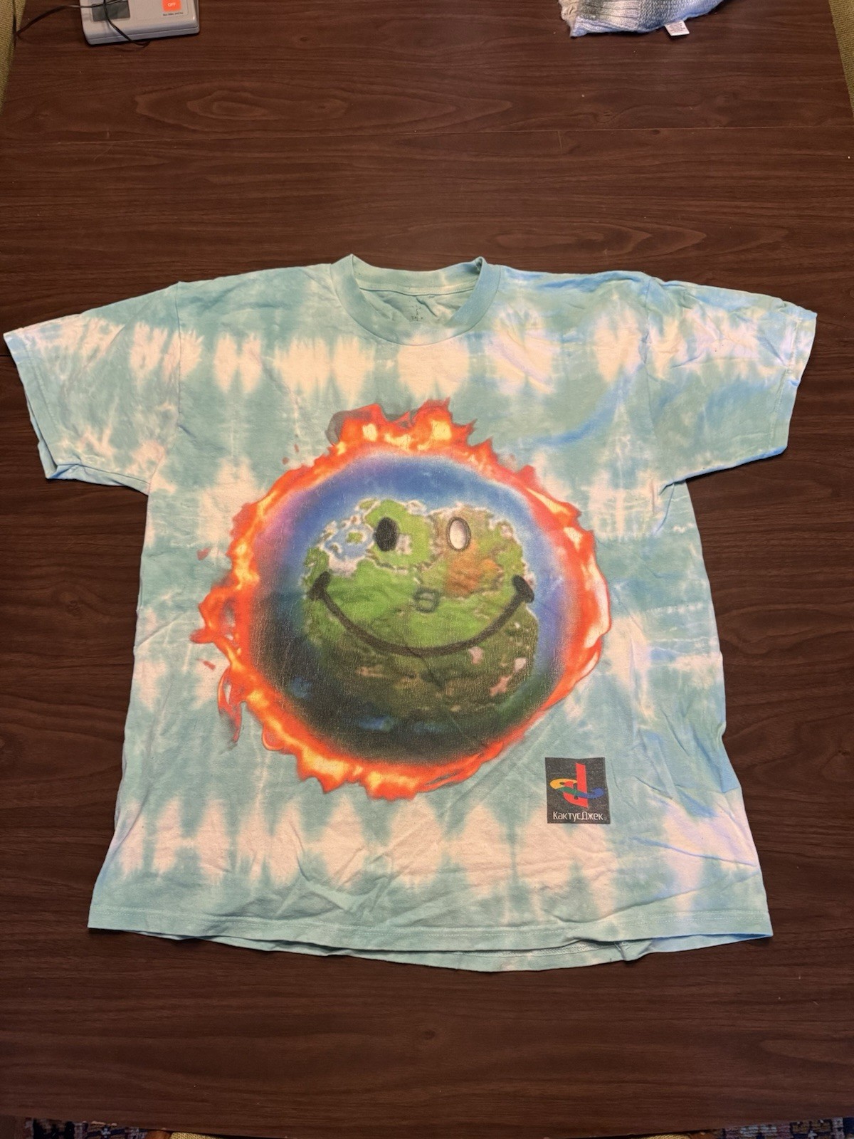 Travis Scott Fortnite Cactus Jack Smiley Face Earth Shirt Large Tie Dye