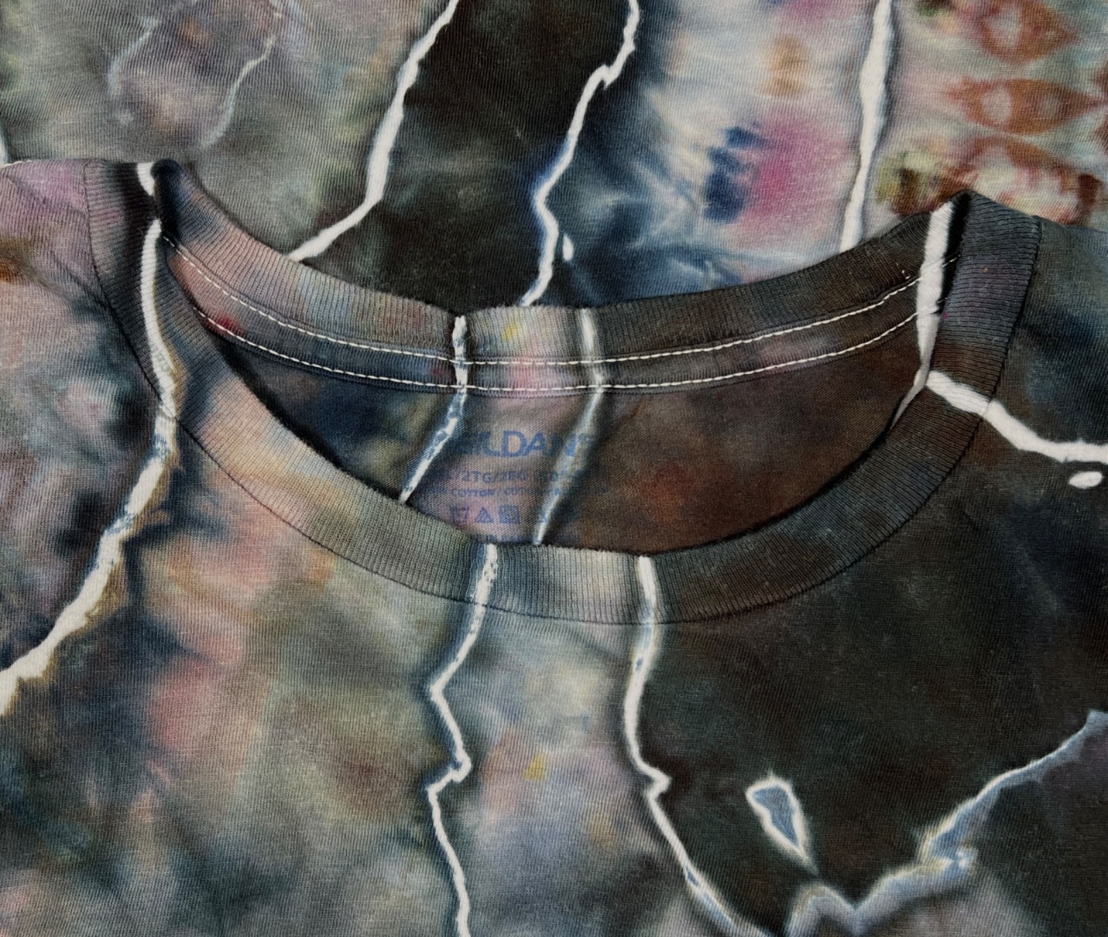 Handmade Ice Tie Dye T-Shirt 2XL Mens Womens Soft Cotton Green Grey Geode gallery