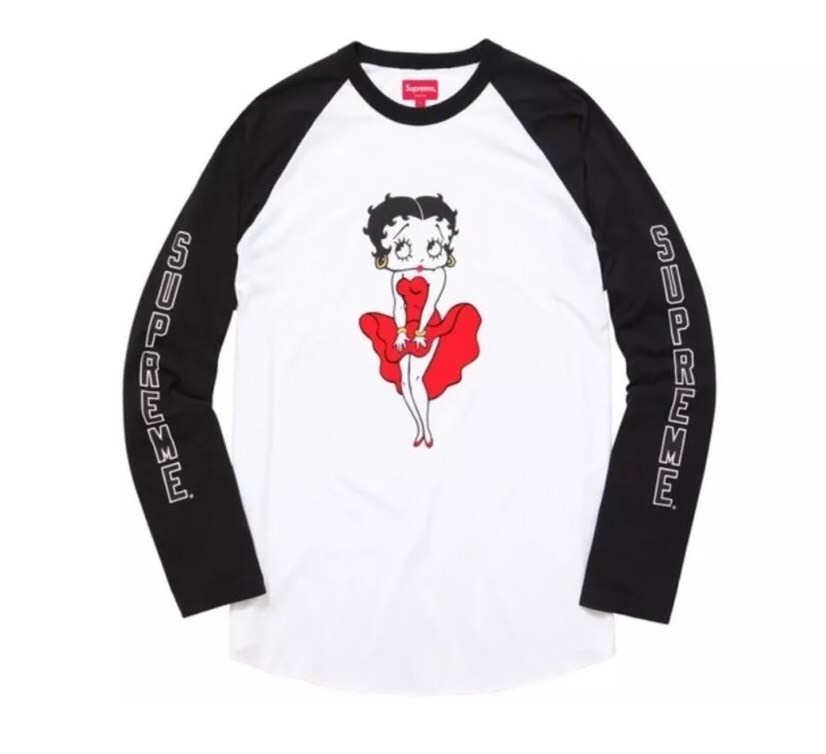 Supreme Betty Boop Raglan L/S Tee SS16 Black Sz M
