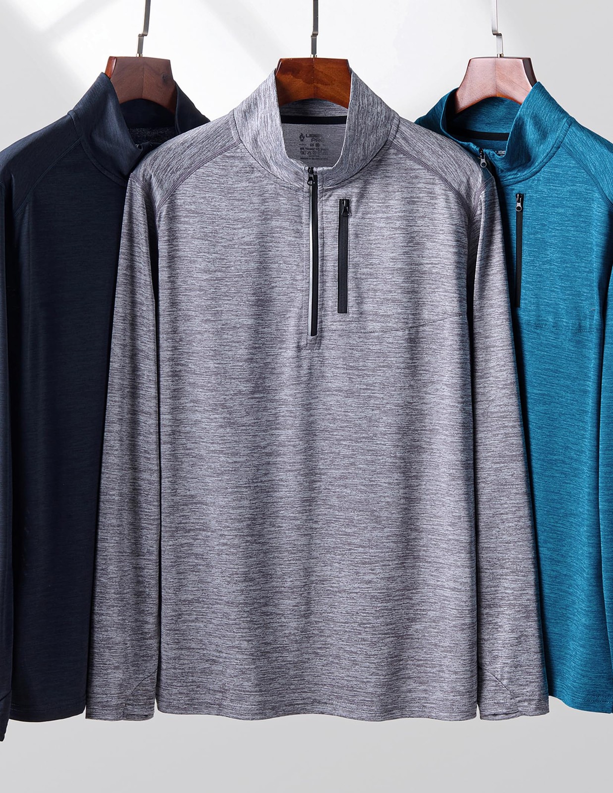 3-Pack Men’s Quarter-Zip Pullover – Lightweight Long Sleeve Athletic Jackets,... gallery