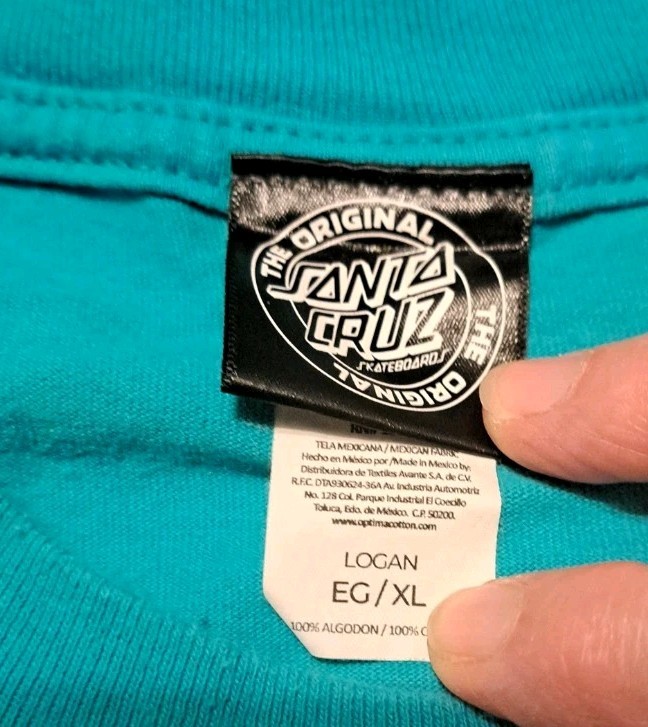 Santa Cruz Skateboards Men's XL Tee Shirt The Original aqua blue gallery