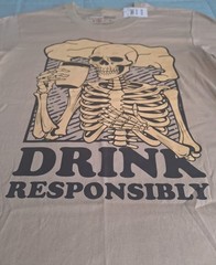 BROOKLYN VERTICAL- MENS- DRINK RESPONSIBLY- SIZE M- NWT- SKELETON