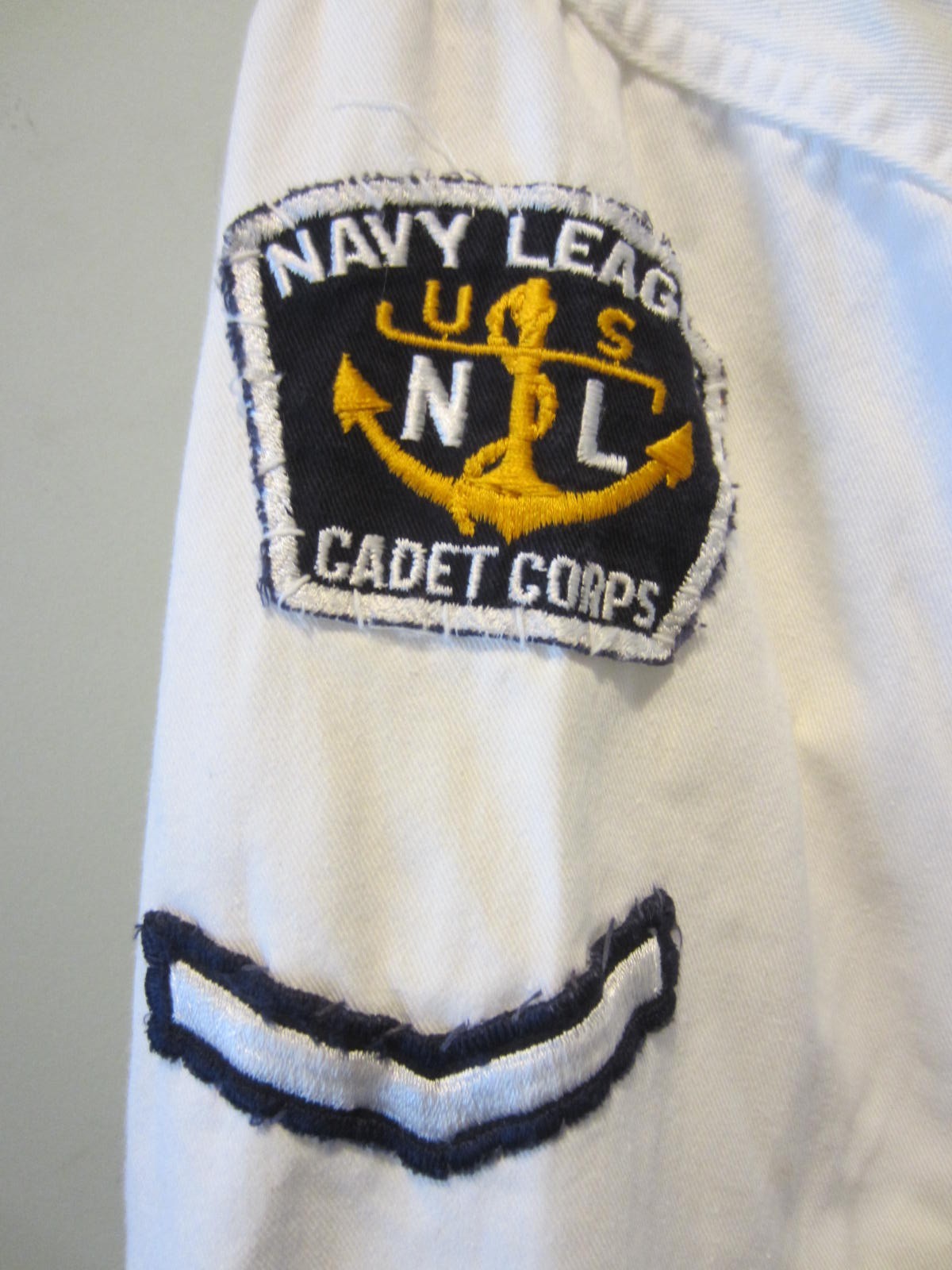 Vintage US NAVAL SEA CADET CORPS White Shirt Military w Patches Youth Size gallery