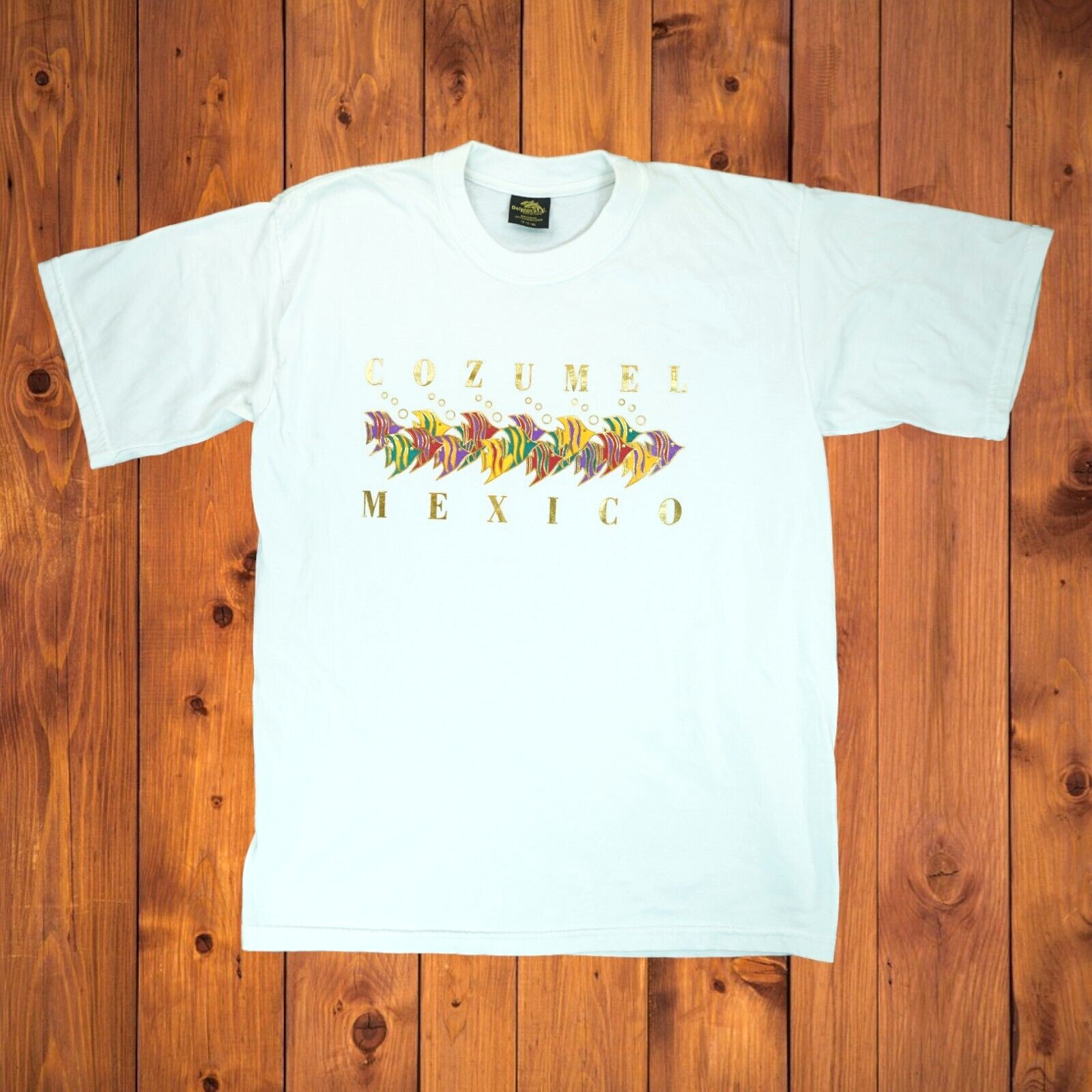 Dolphin’s Cozumel Mexico Ocean Fish Graphic T-Shirt Adult XL White Heavyweight