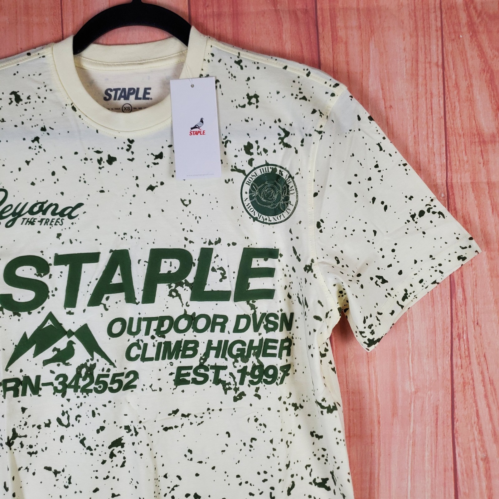 Staple Shirt Mens XS Cream Graphic Splatter Print Outdoor DVSN gallery