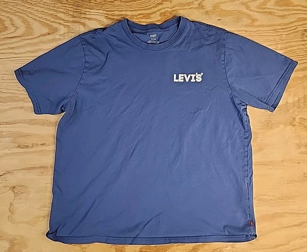 Levis Logo Light Blue Red Tab Cotton T-shirt Mens Large