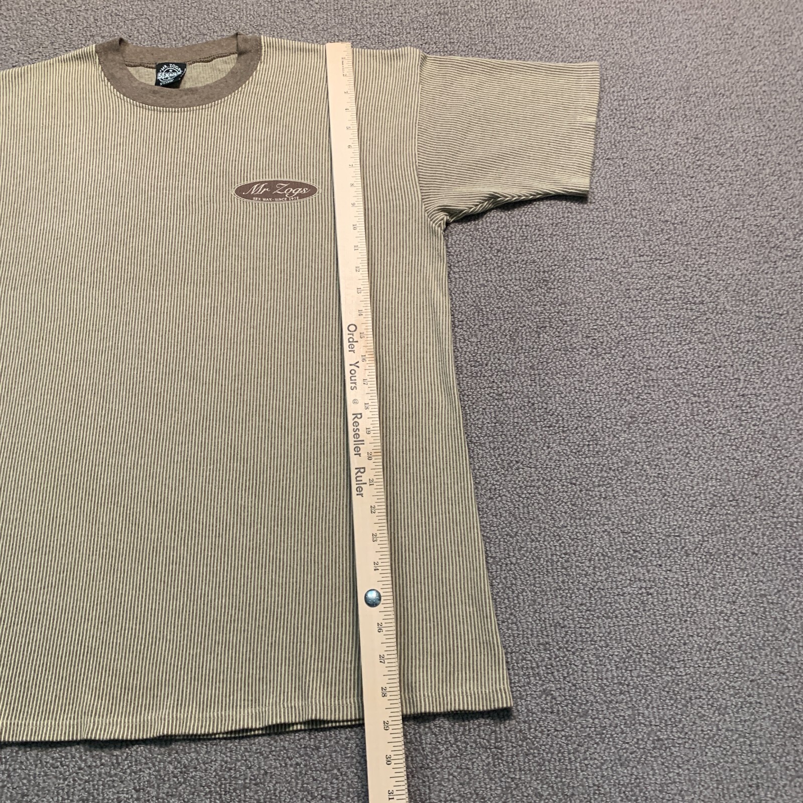 Vintage Mr Zoggs T Shirt Extra Large Brown Stripe Surfer S*x Wax USA Knit Tee gallery