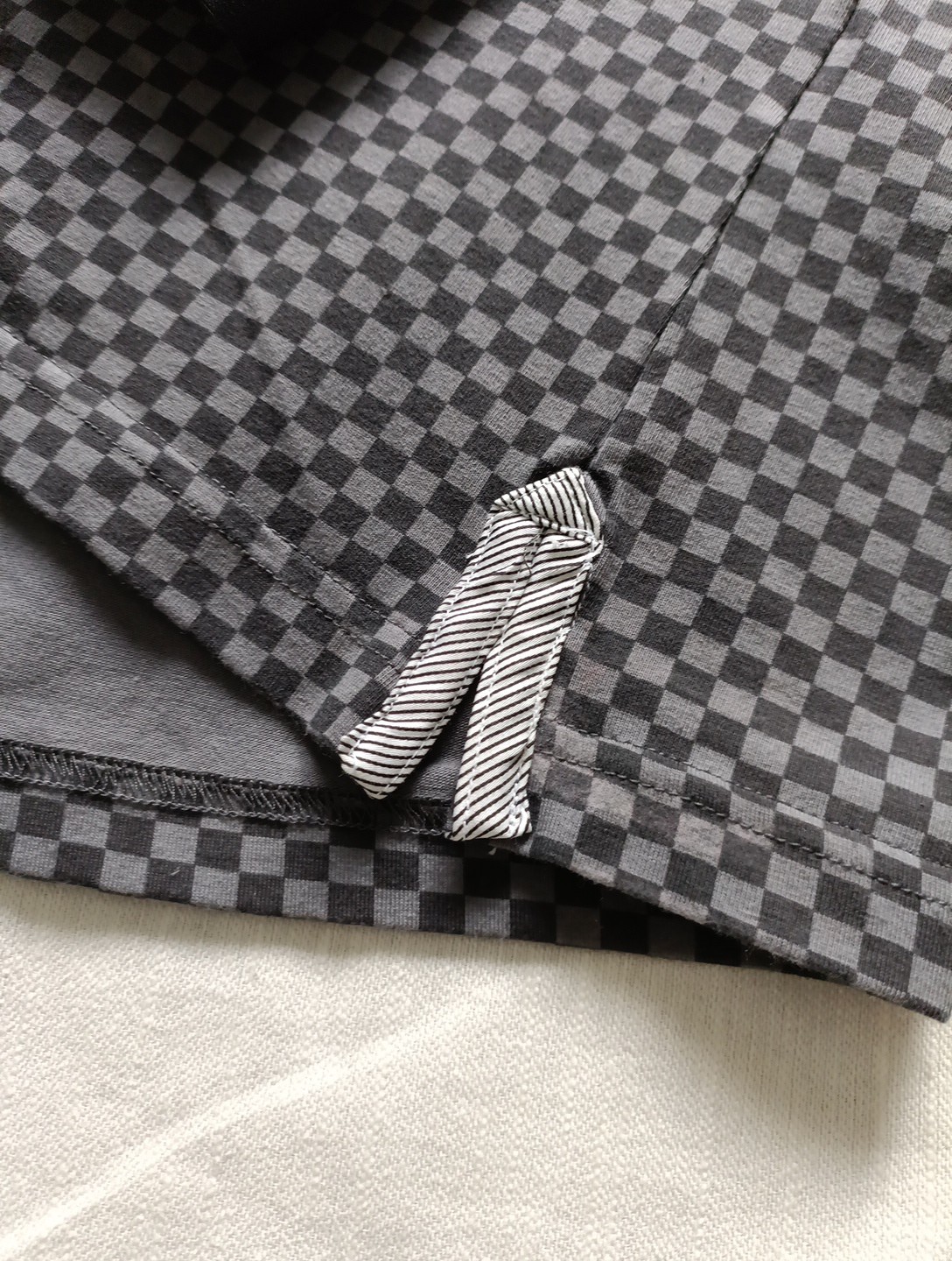 Maceoo Shirt Mens 3 Medium V-Neck Jacquard Square Grey Flip Cuff Roll-up Sleeve gallery