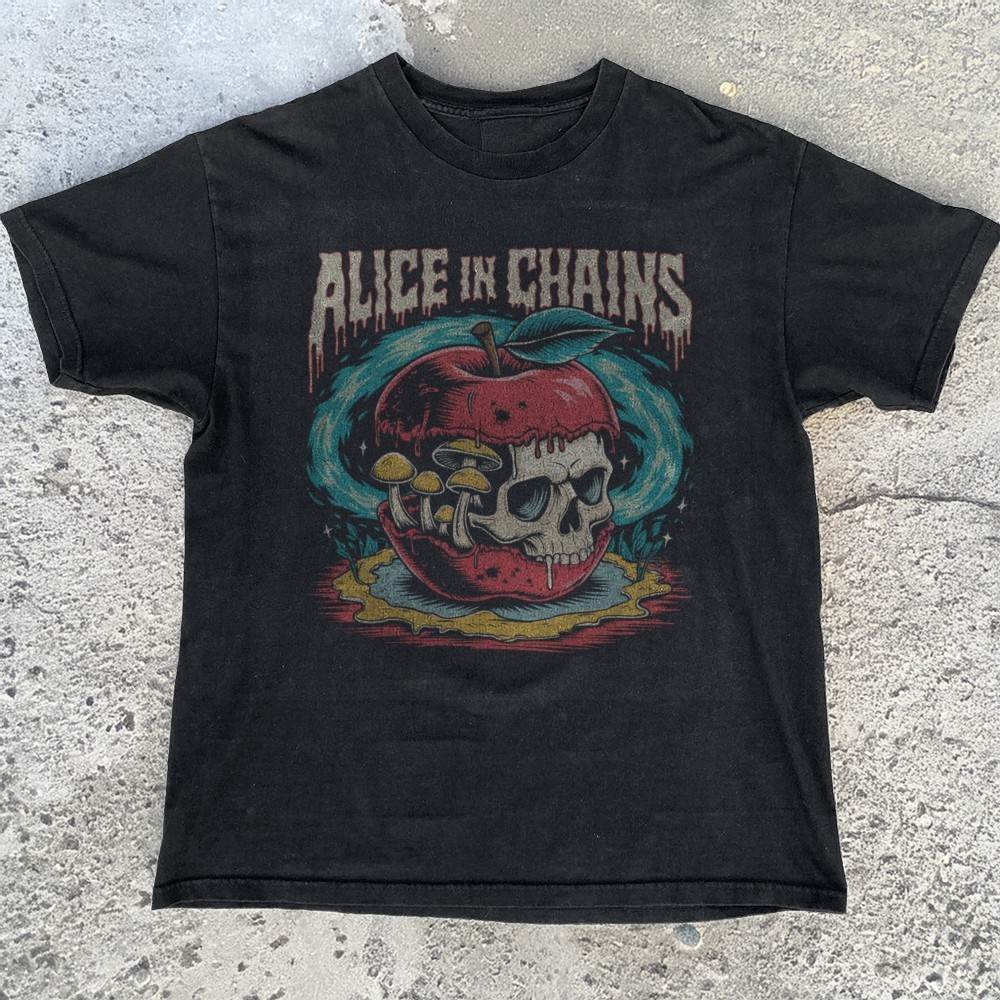 Alice In Chains Apple Zombie Rock Tee Graphic Unisex Black T-shirt Size S-5XL