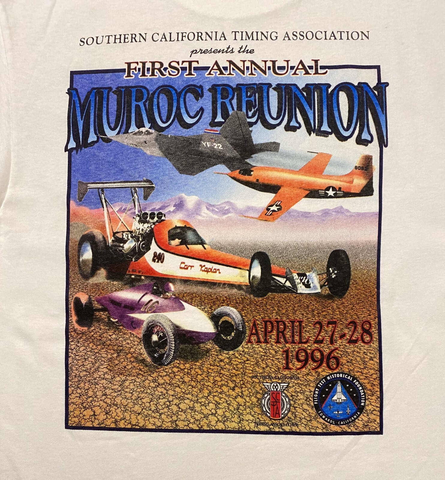 Vintage 1996 Teejays 1st Annual Muroc Reunion Men T-Shirt Single Stitch Sz L USA gallery