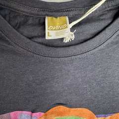 NWT ONNO Men’s L Gray Long Sleeve Crew Neck WWF Rainbow Elephant Graphic T-Shirt