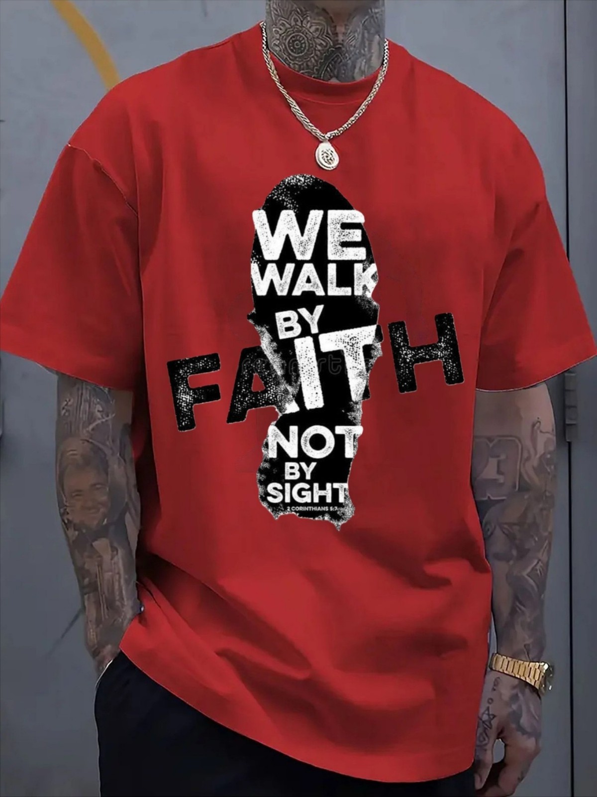 Men’s Christian Graphic Print Casual Crew Neck T-Shirt Streetwear Fashion Tee gallery