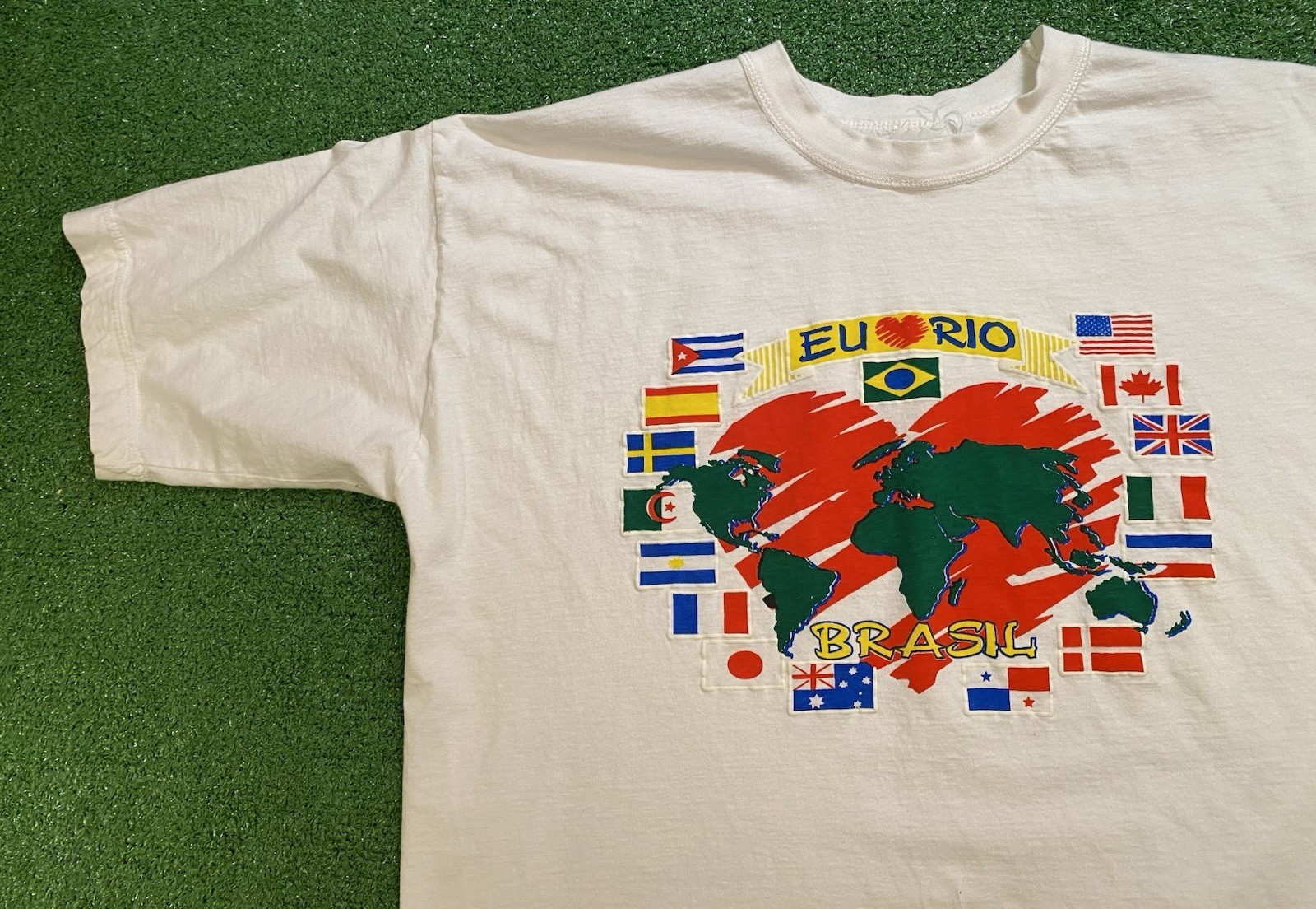 Vintage 90s Rio De Janeiro Brasil Brazil T Shirt Mens Large Country Travel EU