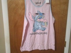 NWT Mens Disney Stitch Weekend Plans Tank Top–Sz XL-Cotton Blend