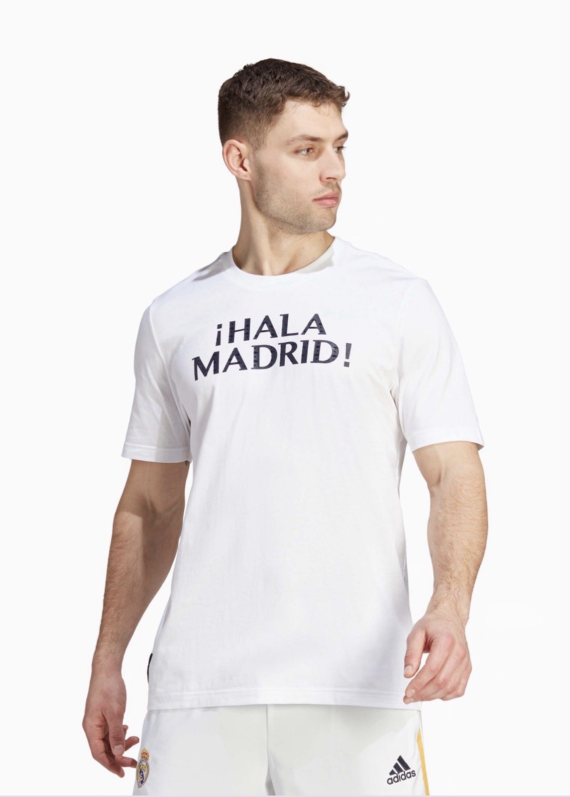 adidas Real Madrid ¡Hala Madrid! White Graphic Cotton Tee Men's M Crew Neck gallery