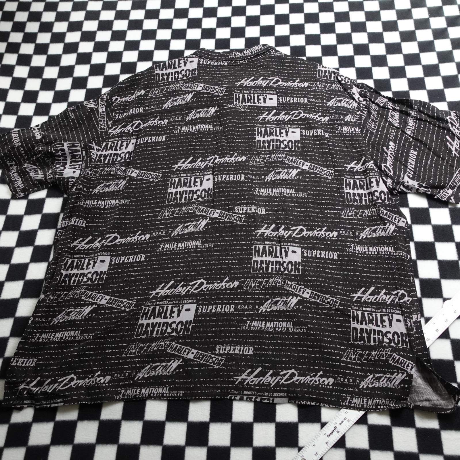 Vintage Harley Davison biker Hawaiian style all over print button up Shirt 3XL gallery