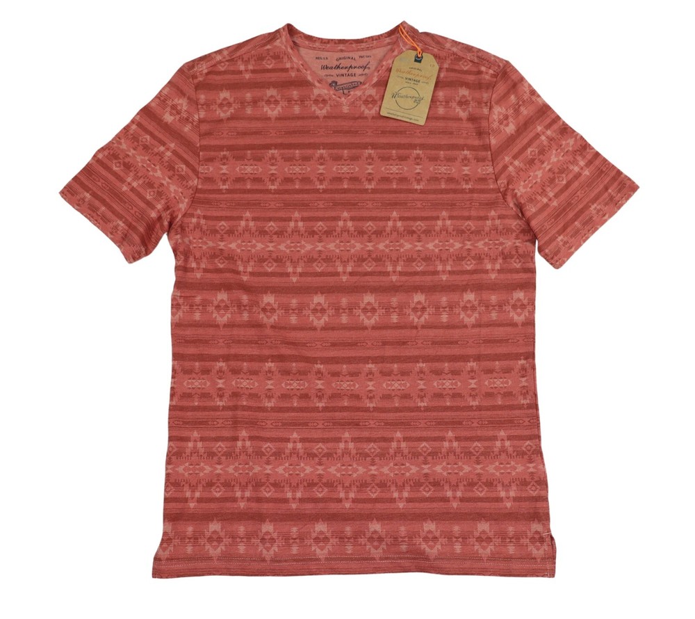 Weatherproof Aztec Pattern Short Sleeve V-Neck Men’s T-Shirt S NWT Red Ochre