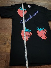 Vtg Jerzees Single Stitch Tshirt Strawberries Sedona AZ Puff Paint Unisex Black