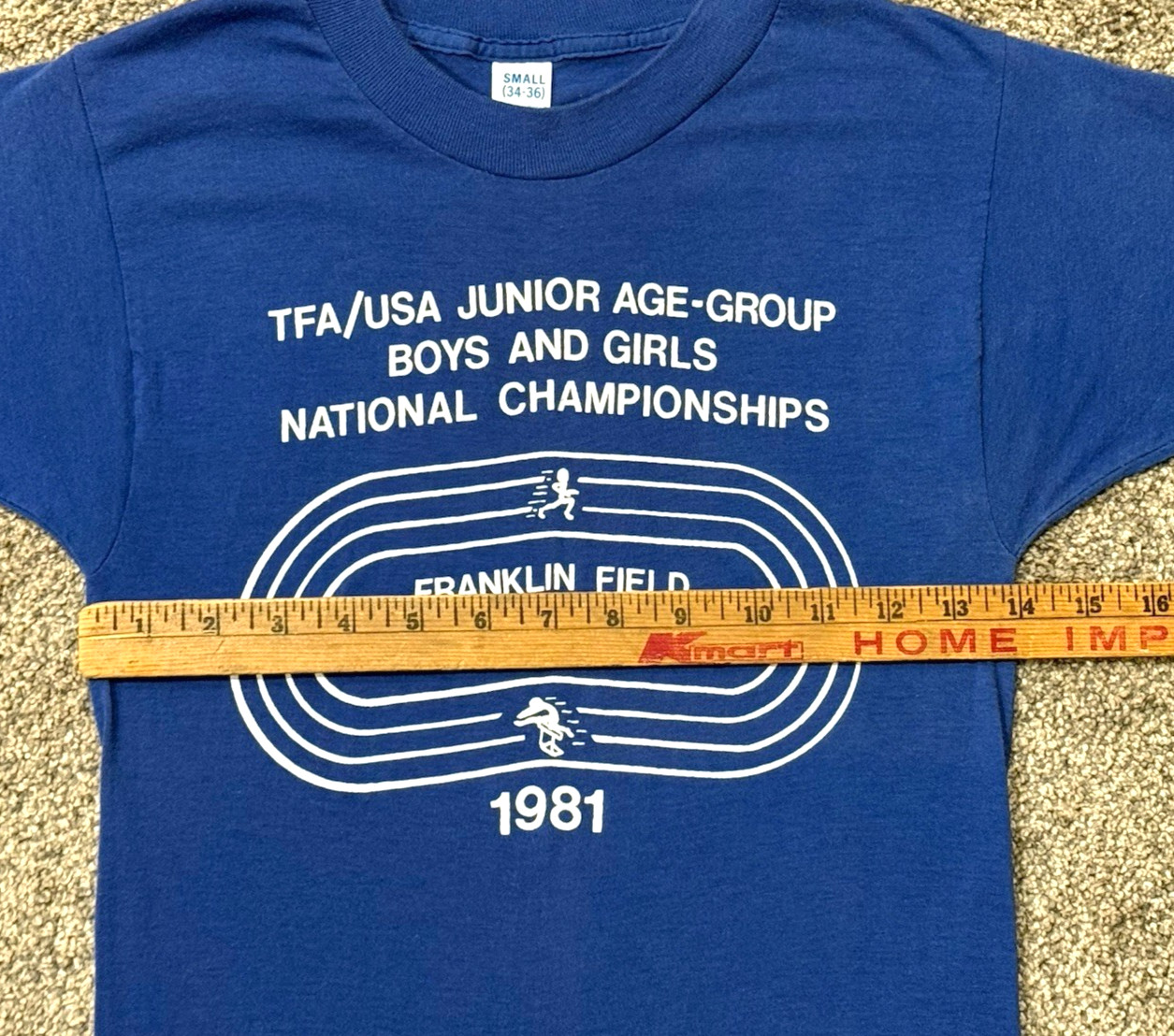 Vintage 1981 TFA USA Track Championships T Shirt Single Stitch USA Made Blue Tee gallery
