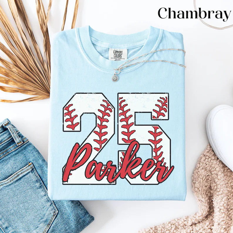 Custom Baseball Name Number Comfort Tee Personalized Gift gallery