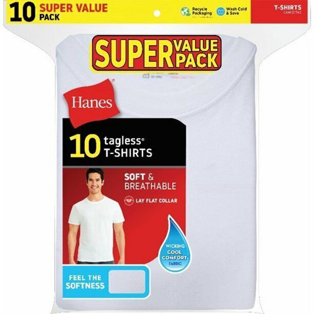 Hanes 2135Z0 Men's Size M T-Shirt - White (10 Pack) gallery