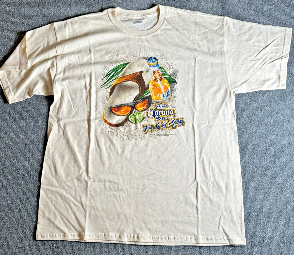 Corona Extra “see you on the flip side” Mens Brand New T-shirt XL Mexico