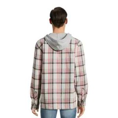 NWT No Boundaries Men’s S 34-36 Zip Hooded Gray Plaid Lightweight Flannel Shirt