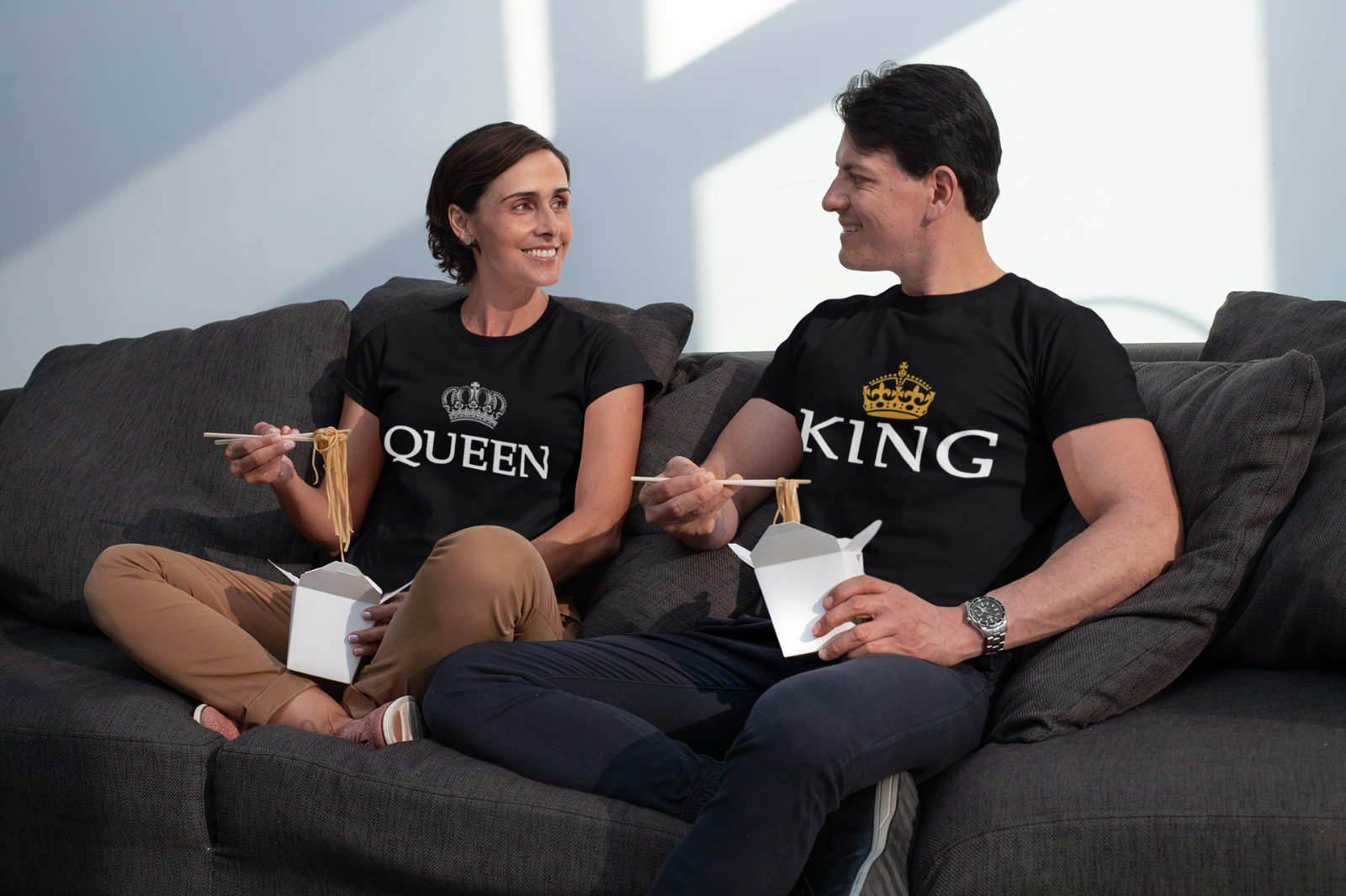 King & Queen Couple Matching T-shirts Princess Princess the Best Couple Black gallery