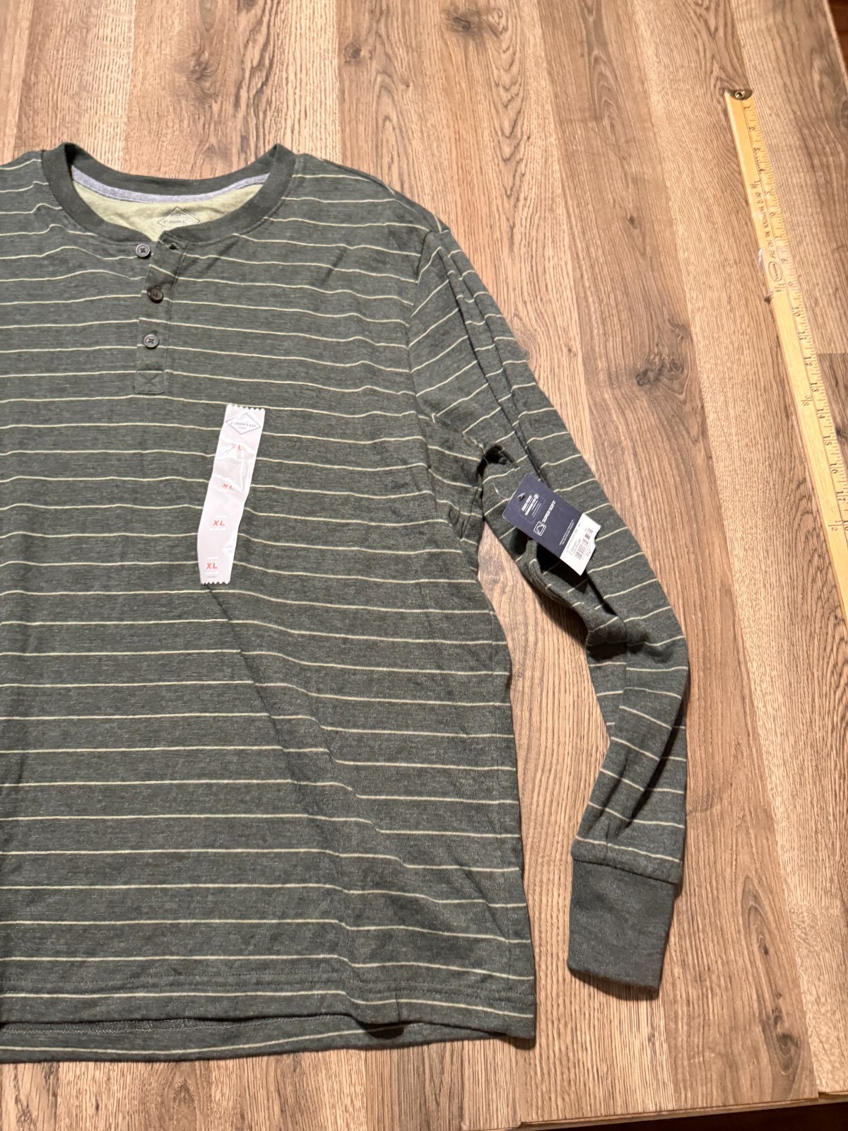 St. John's Bay Shirt Men's Size XL, Green Striped Long Sleeve 1/4 Buttons NWT gallery