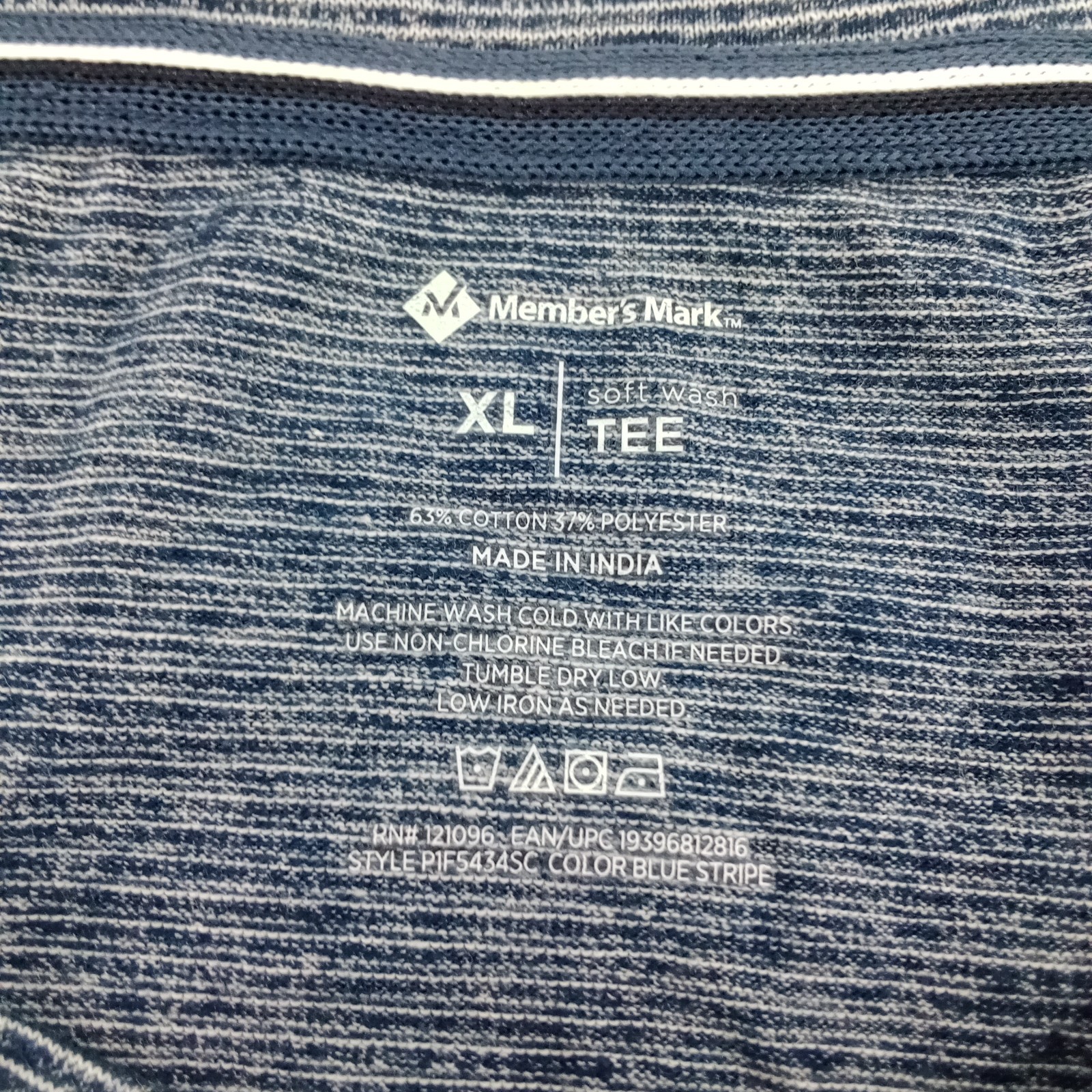 Members Mark Shirt Men Size XL Blue Micro Striped Short Sleeve Crew Neck Top gallery