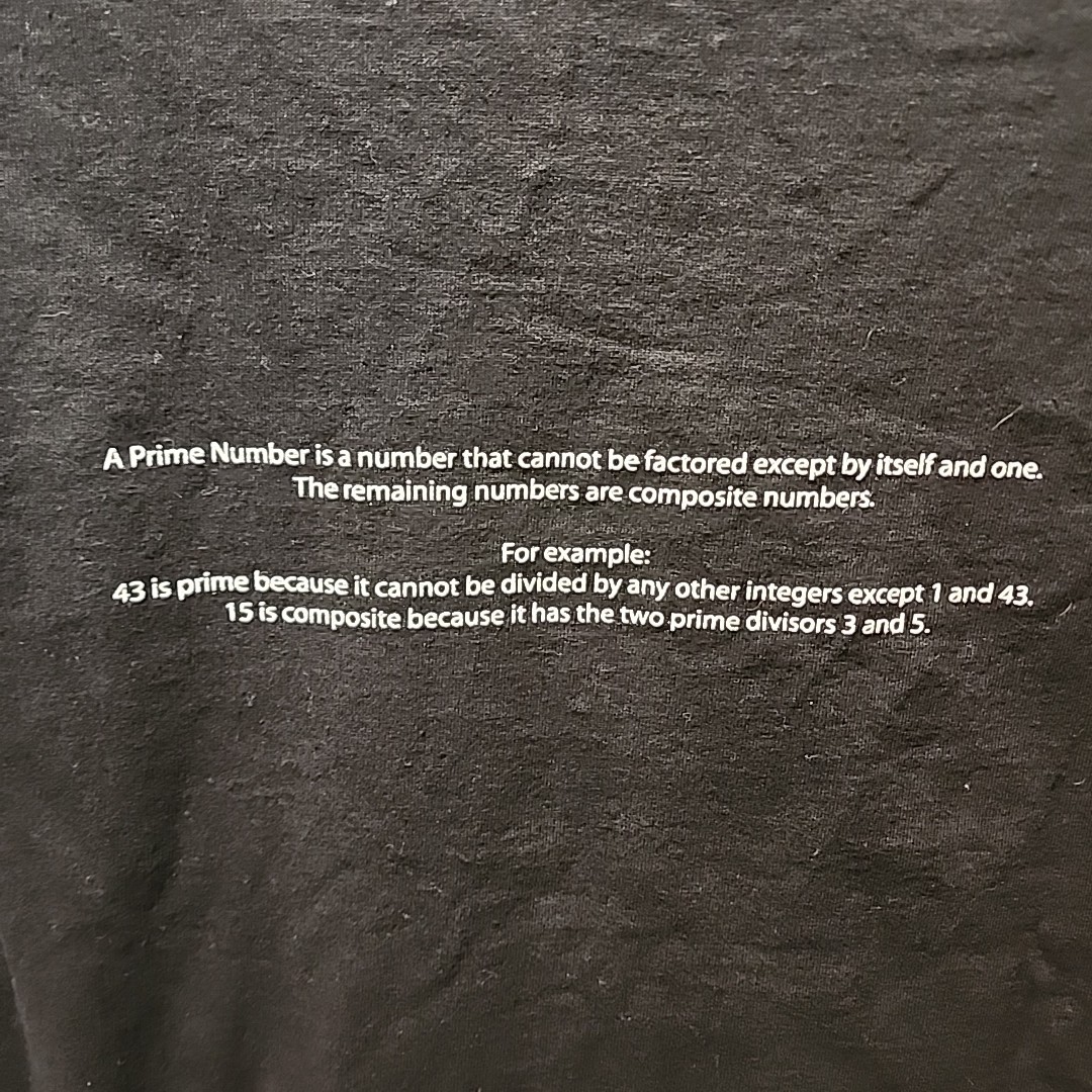 NWT '01 Vintage Discovery Channel Store 'For A Good Prime' Math Joke T-Shirt XL gallery