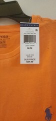Polo Ralph Lauren Crew Neck Modern Classic-Fit T-Shirt Mens ORANGE BLUE PONY