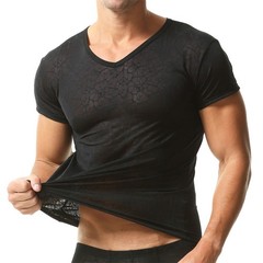 Sexy Ultra-thin Men’s Undershirts Casual Short Sleeve Basic Daily T-shirts Tops